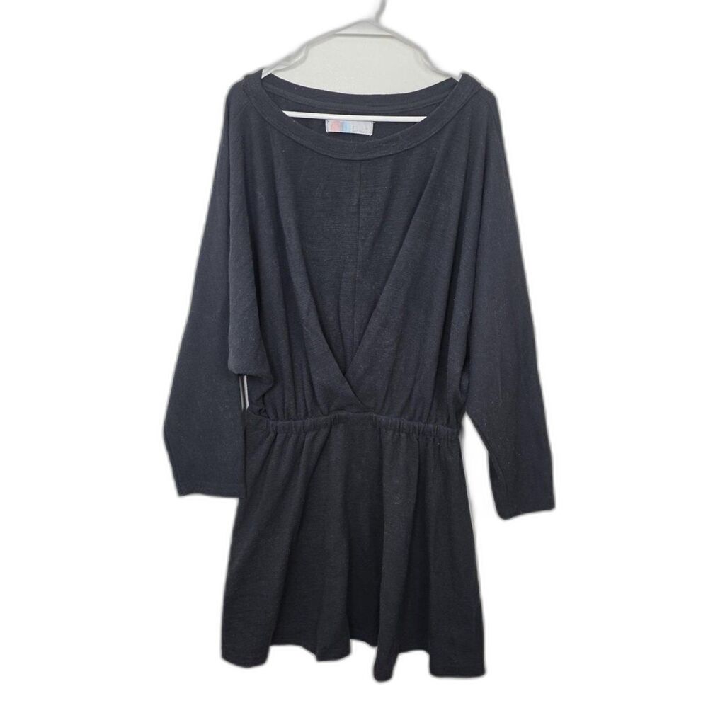 Free People Beach Santa Maria Dress Long Sleeve Mini Dress Black Size Large